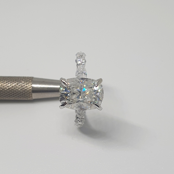 4.50 Ct Elongated Cushion Cut Moissanite Ring - Picture 9 of 11